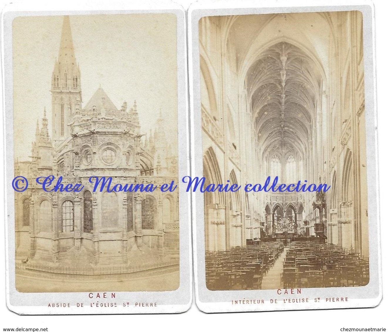 CAEN - ABSIDE ET INTERIEUR DE L EGLISE ST PIERRE - CALVADOS - PHOTO CDV - LOT DE 2 - Anciennes (Av. 1900)