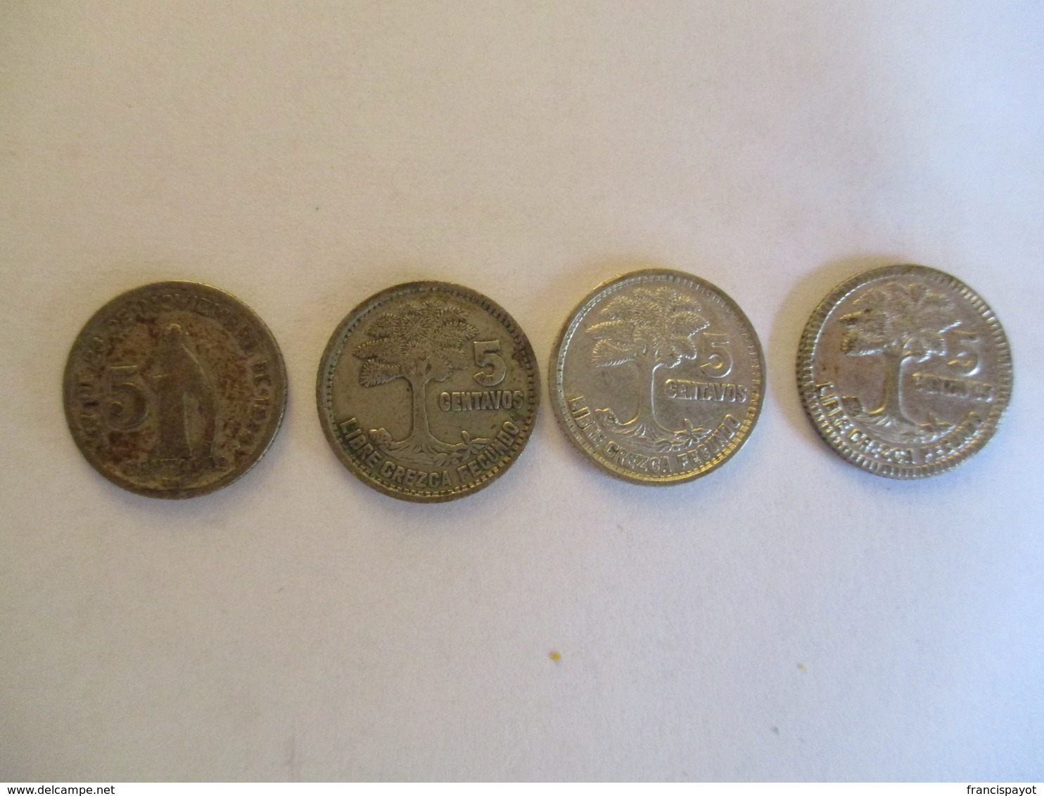 Guatemala: 4 X 5 Centavos 1945. 1956. 1957 & 1958 (argento) - Guatemala