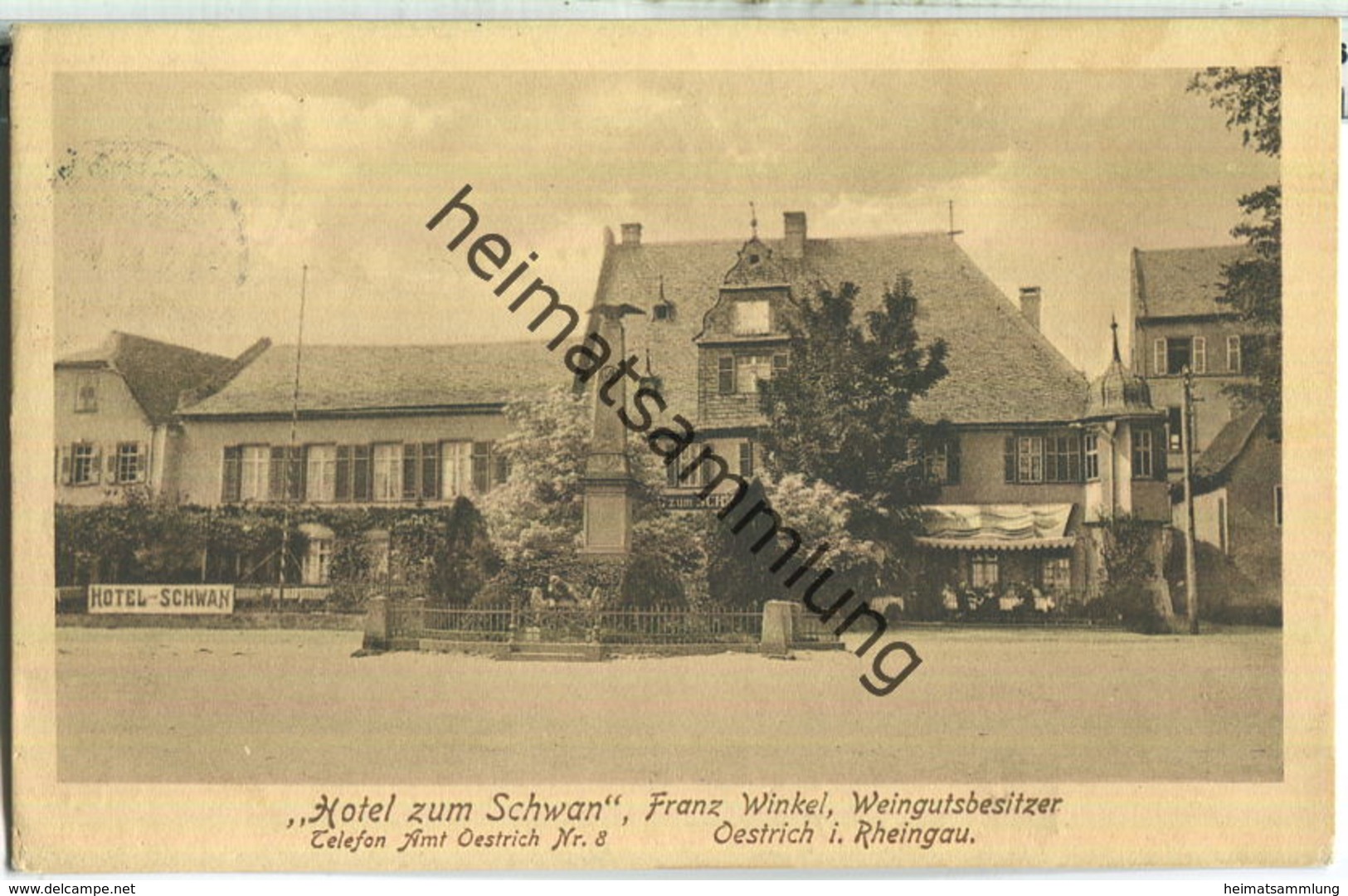 Oestrich - Hotel Zum Schwan - Franz Winkel - Verlag J. B. Schäfer Wiesbaden - Oestrich-Winkel