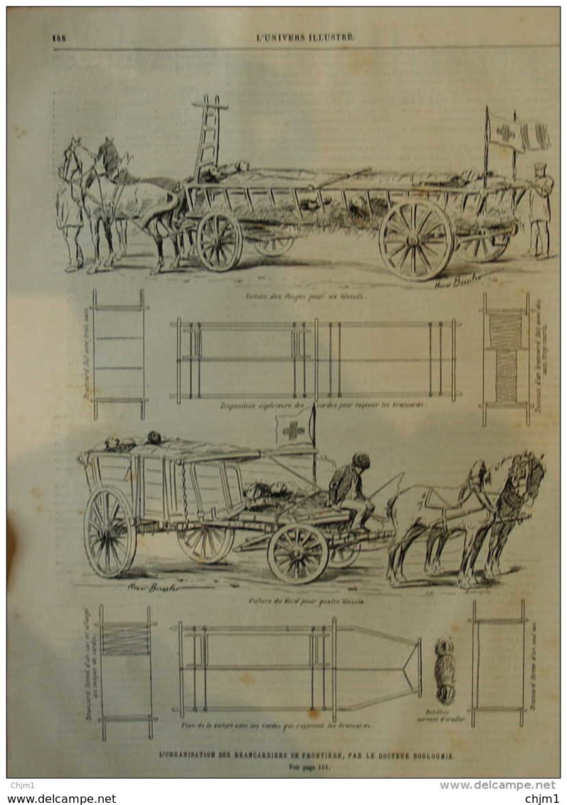 L'organisation Des Brancardières De Frontière, Par Le Dr. Bouloumié - Voiture Des Vosges - Page Original 1889 - Documents Historiques