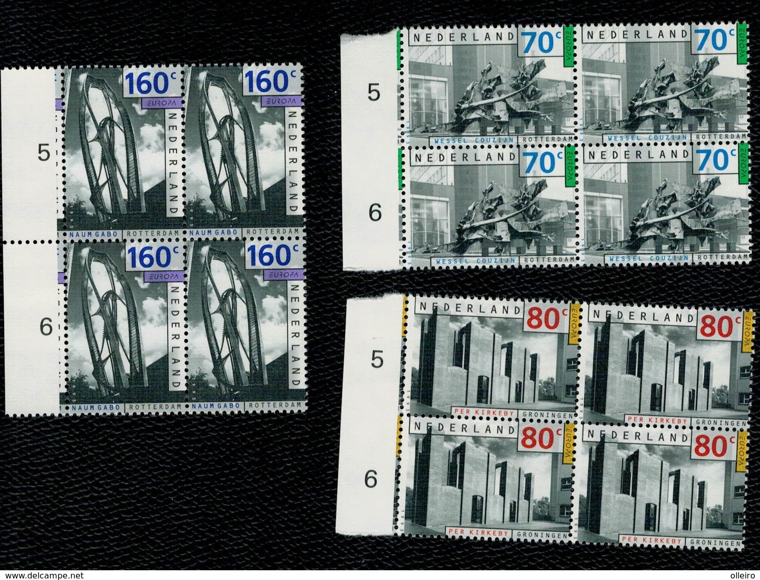 Olanda Pays-Bas Nederland Netherlands 1993 Europa Modern Art Yv 1445-47 3v Complete Set In Quartina  ** MNH - Nuovi