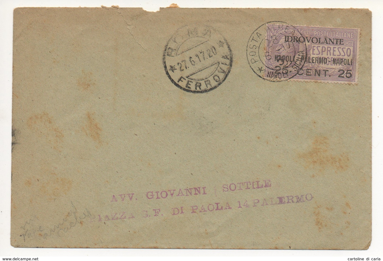 AIR MAIL LETTER 27 06 1917 #170 - Marcophilie (Avions)