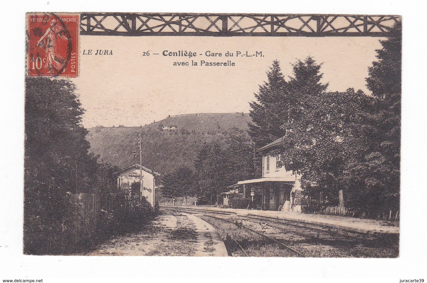 Conliège.39.Jura.Gare Du P.L.M. Avec La Passerelle.1926 - Autres & Non Classés