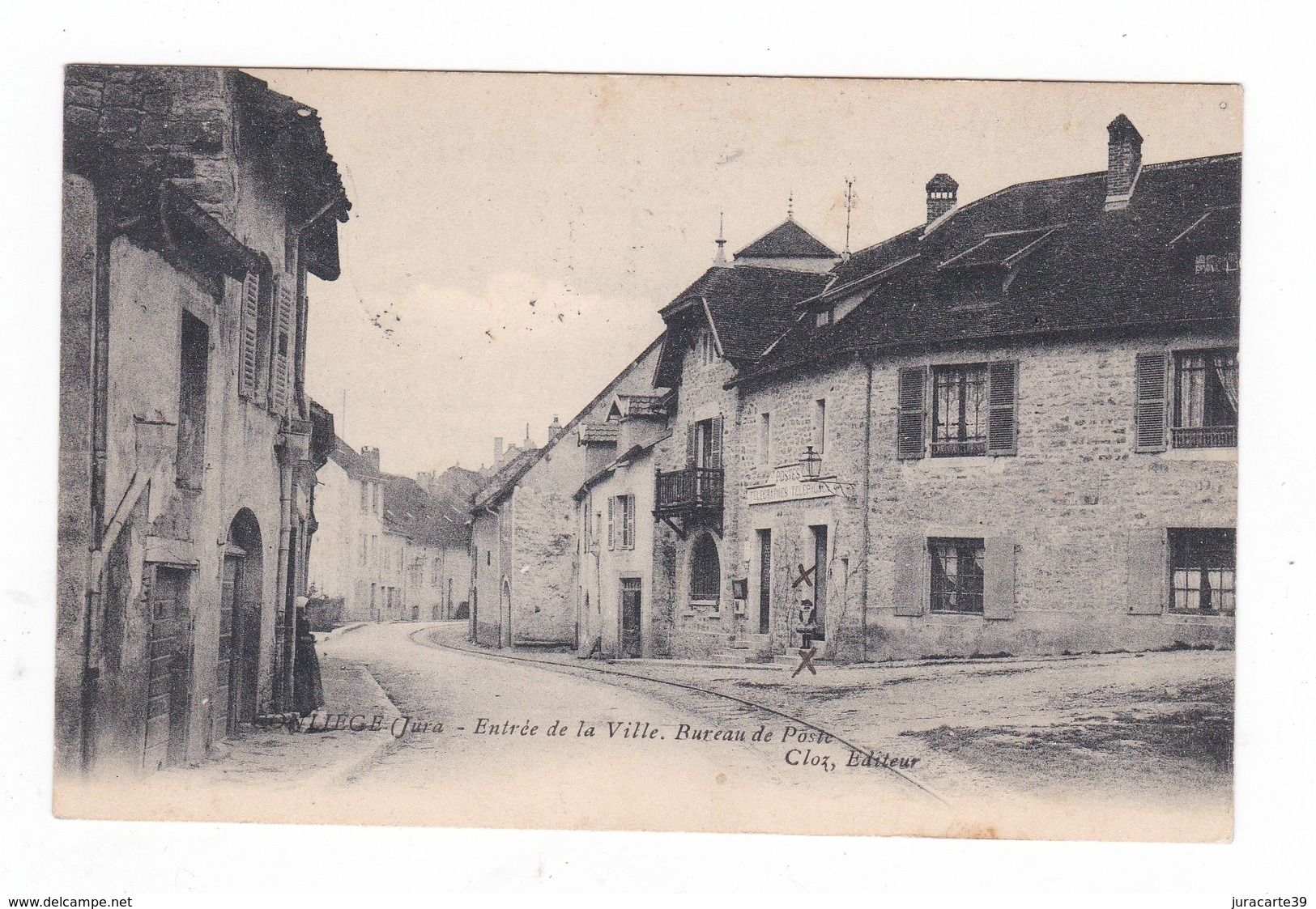 Conliège.39.Jura.Entrée De La Ville.Bureau De Poste.1910 - Autres & Non Classés