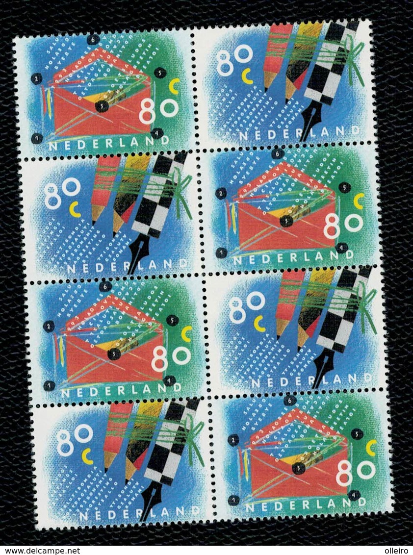 Olanda Pays-Bas Nederland Netherlands 1993 Promozione Scrittura Yv 1452/3 2v Complete Set In Quartina  ** MNH - Nuovi