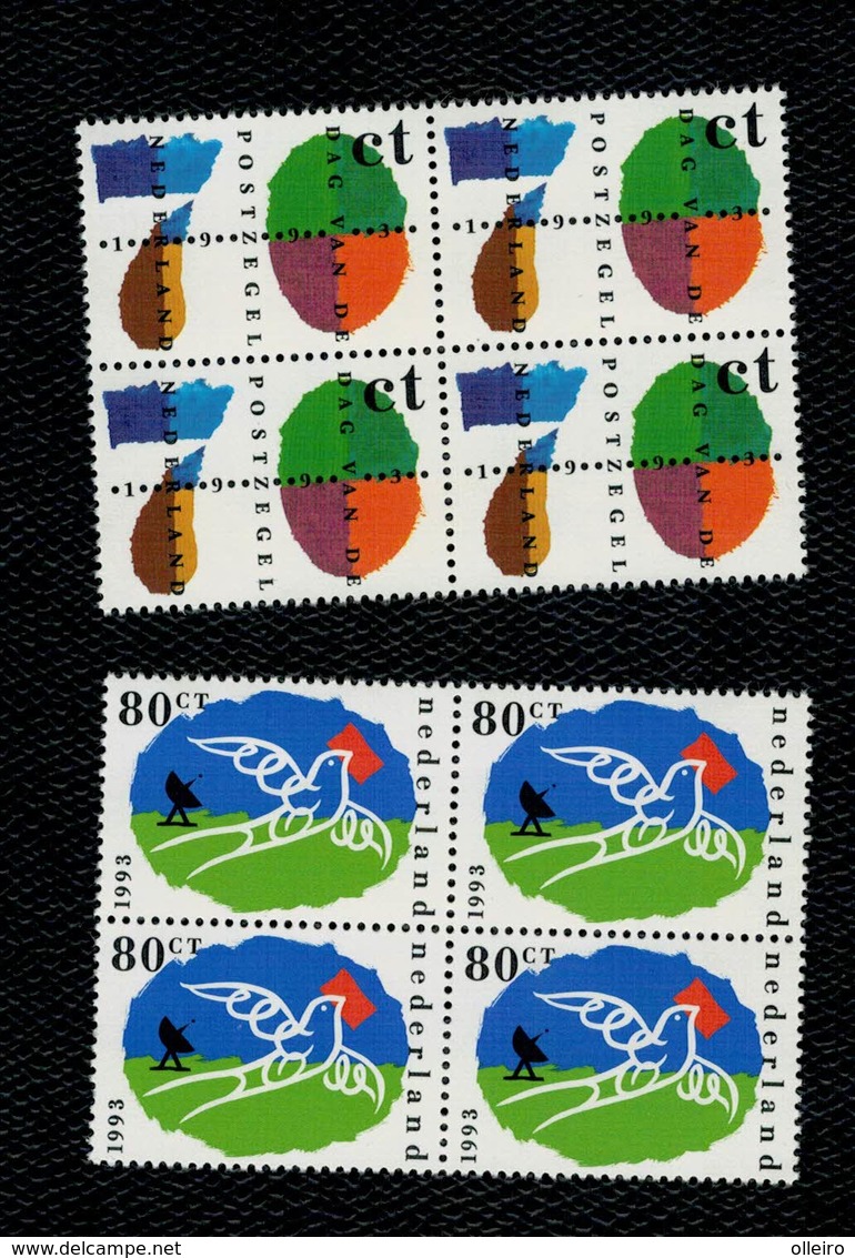 Olanda Pays-Bas Nederland Netherlands 1993 Giornata Del Francobollo E PTT Yv 1454/5 2v Complete Set In Quartina  ** MNH - Nuovi