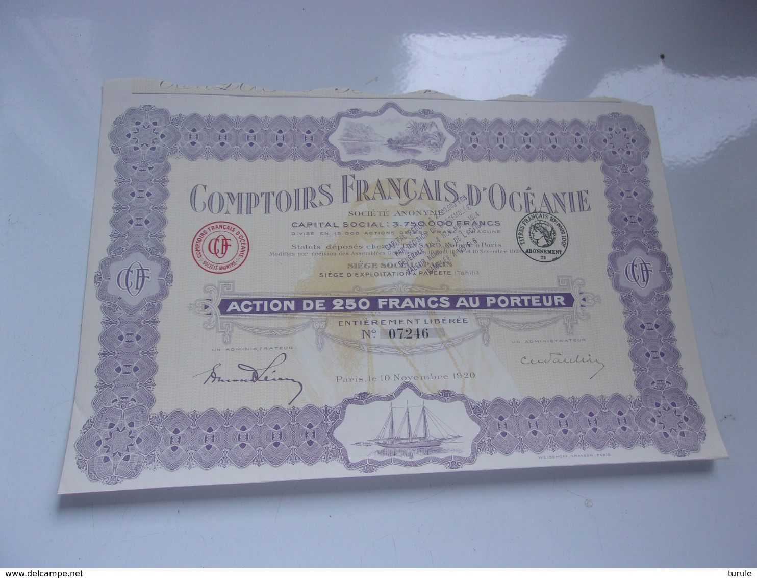 Comptoirs Français D'océanie (PAPEETE , TAHITI) - Autres & Non Classés