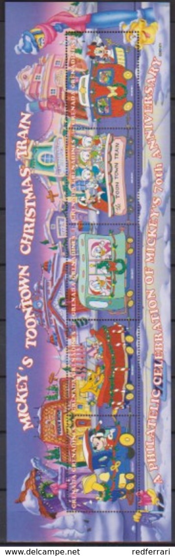 2523  Walt Disney  Grenada  Grenadines -  Mickey's Toontown Christmas Train . - Grenade (1974-...)