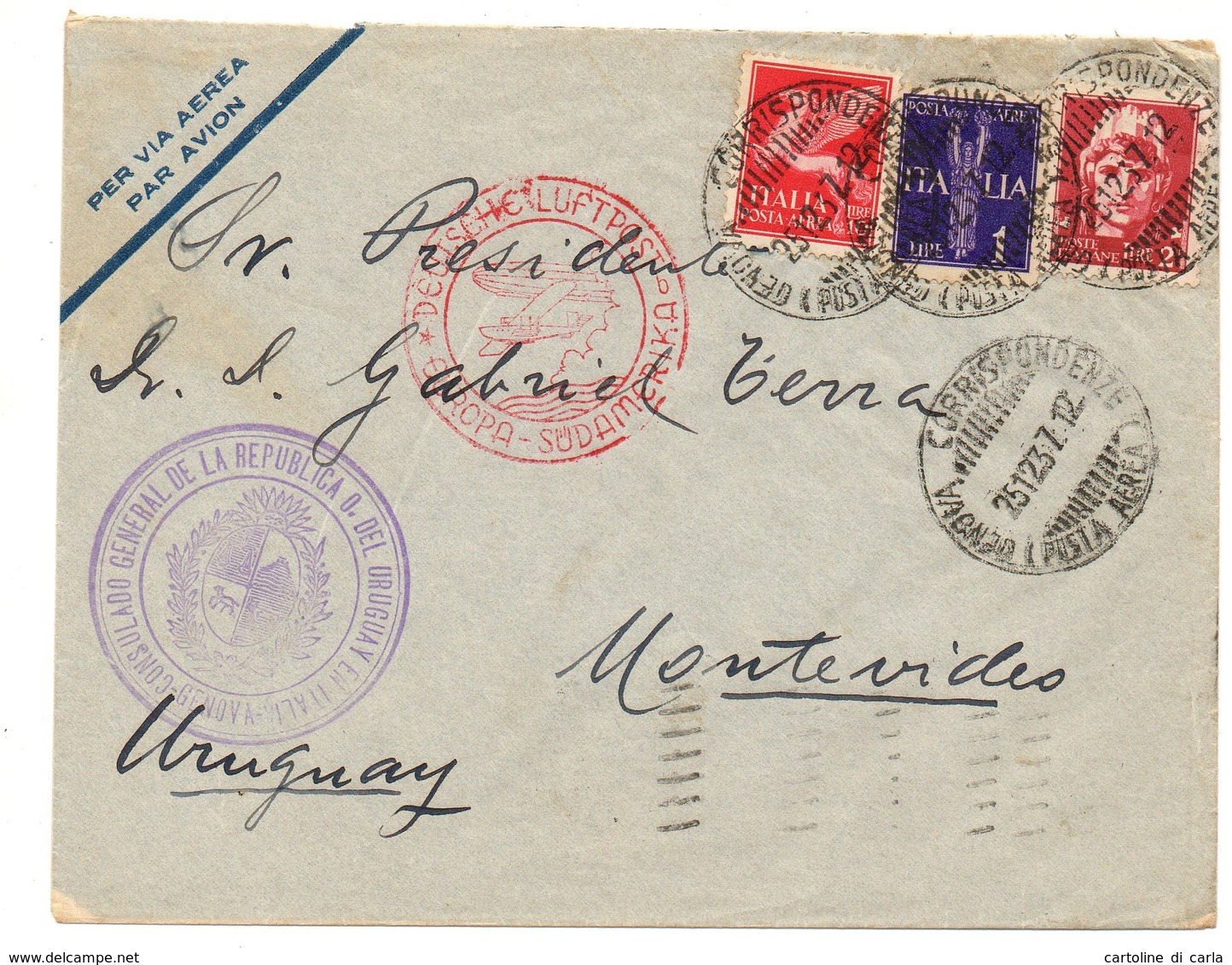 AIR MAIL LETTER 25 12 1937 #157 - Marcofilie (Zeppelin)