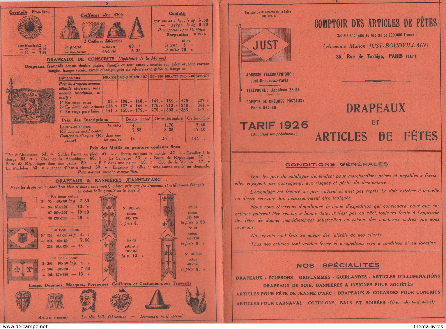 (jouets) Paris 3e : Rue De Turbigo : Catalogue JUST  Articles De Fêtes   1926 (PPP11144) - Publicités