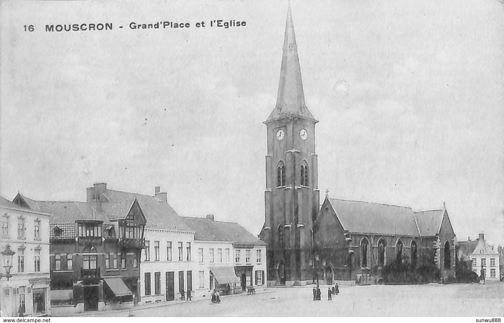 Mouscron - Grand'Place Et L'Eglise (cliché F. Walschaerts 1923) - Moeskroen