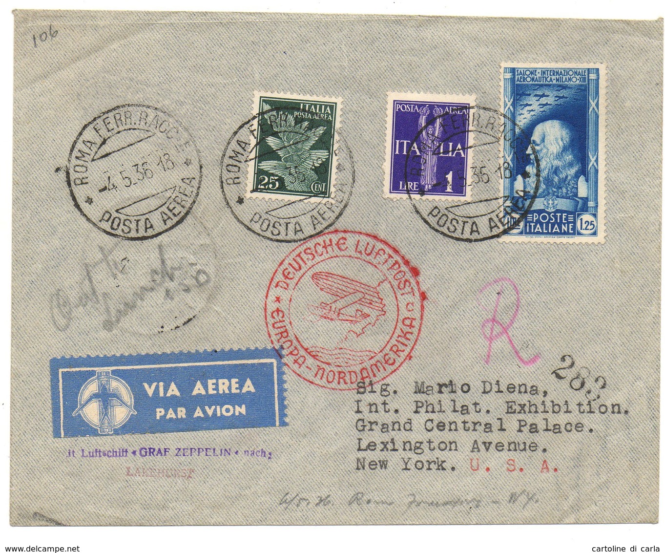 AIR MAIL LETTER 04 05 1936 #152 - Poststempel (Zeppeline)