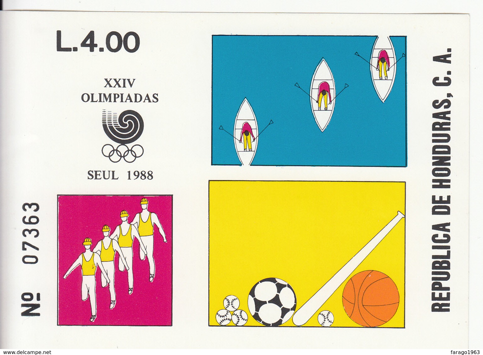 1988 Honduras Seoul Olympics Souvenir Sheet MNH - Honduras