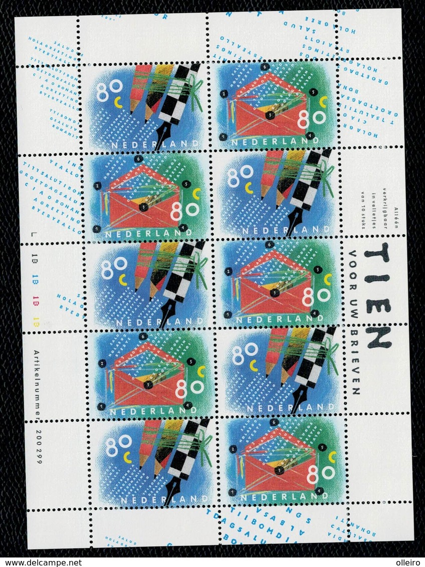 Olanda Pays-Bas Nederland Netherlands 1993 Promozione Scrittura Yv 1452/3 2v Complete Set In Foglietto  ** MNH - Unused Stamps