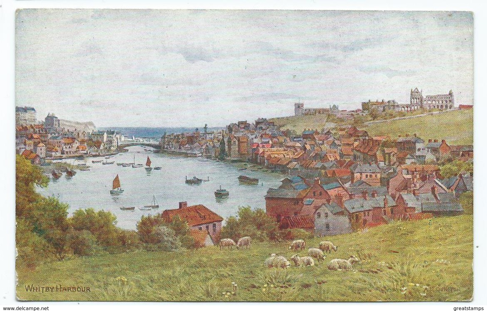 Yorkshire    Postcard  Artist Signed A.r.quinton Salmon 2031   Whitby Harbour Unused - Whitby