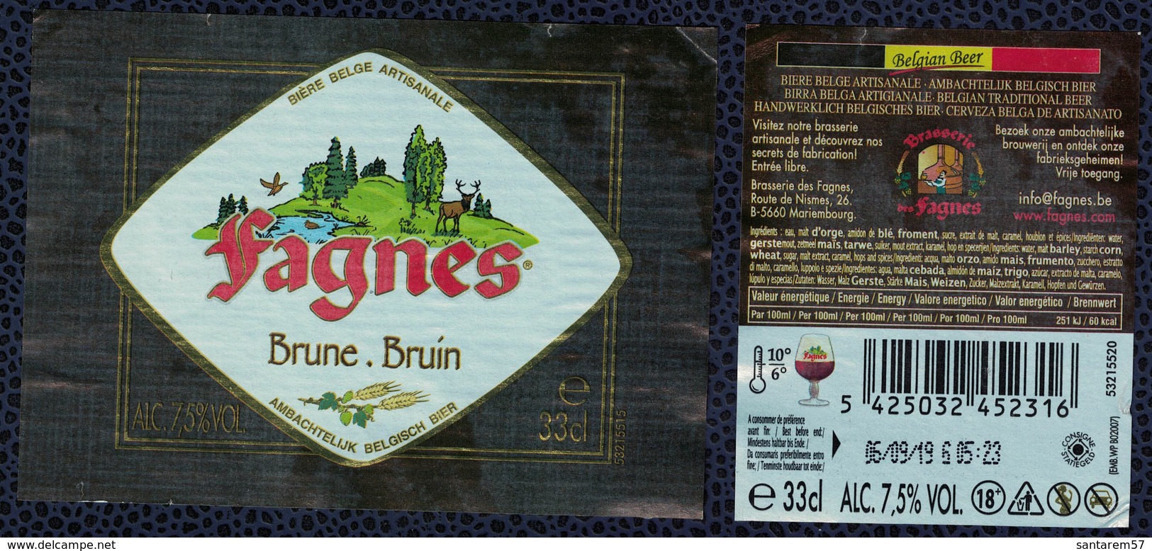 Belgique Lot 2 Étiquettes Bière Beer Labels Fagnes Brune - Beer