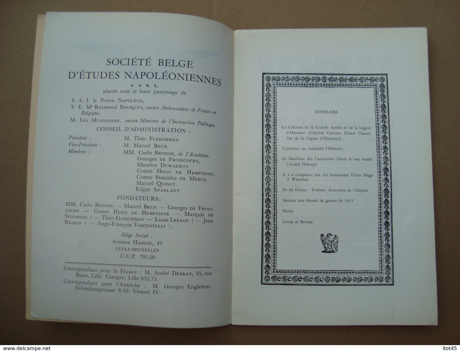 LIVRET SOCIETE BELGE D'ETUDES NAPOLEONIENNES A.S.B.L BULLETIN N°40 SEPTEMBRE 1962 - Histoire