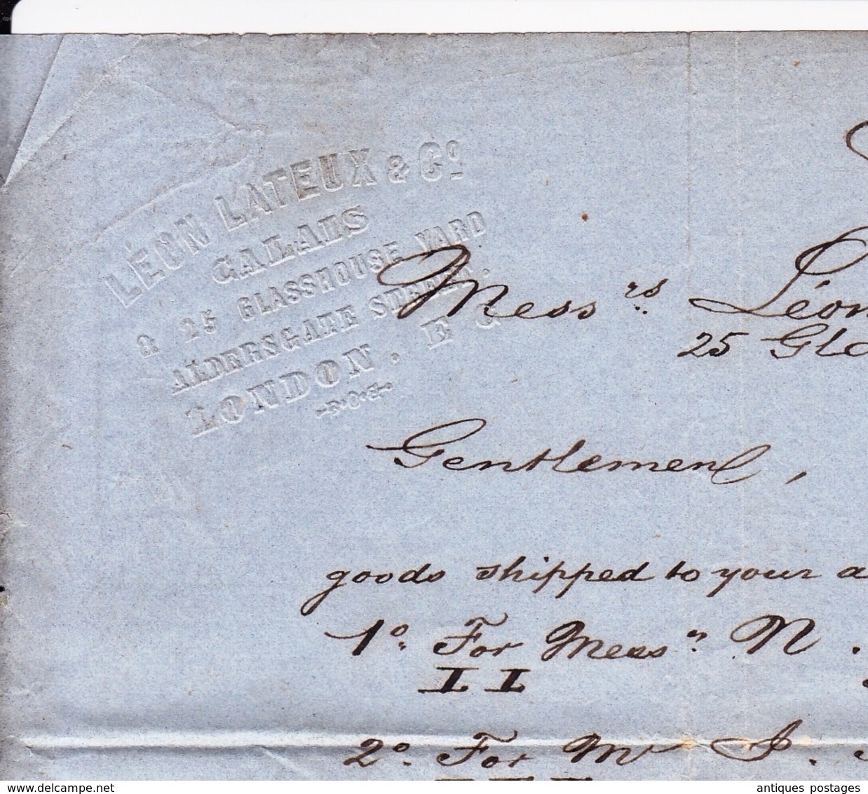 Lettre Calais 1867 Port Dû London Londres England Paire Napoléon III Léon Lateux & Cie