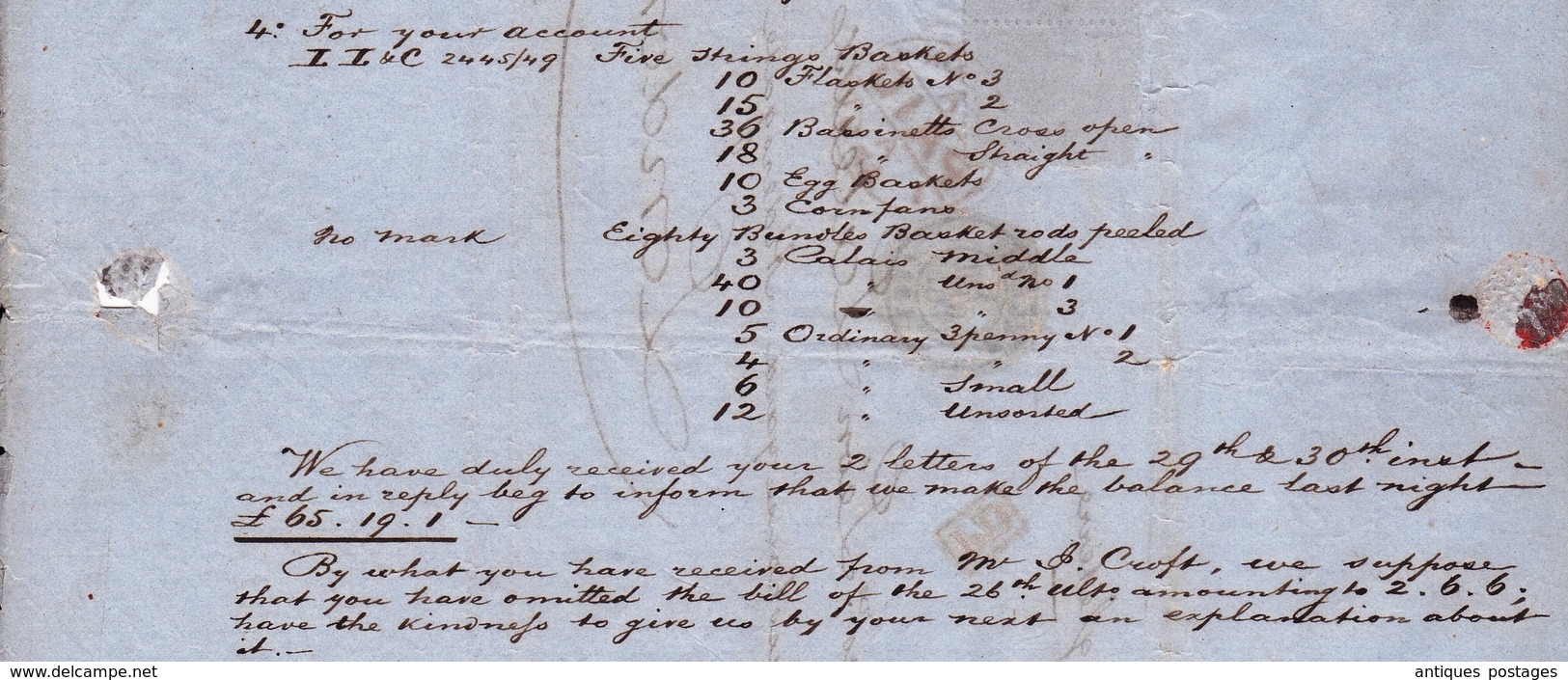 Lettre Calais 1867 Port Dû London Londres England Paire Napoléon III Léon Lateux & Cie