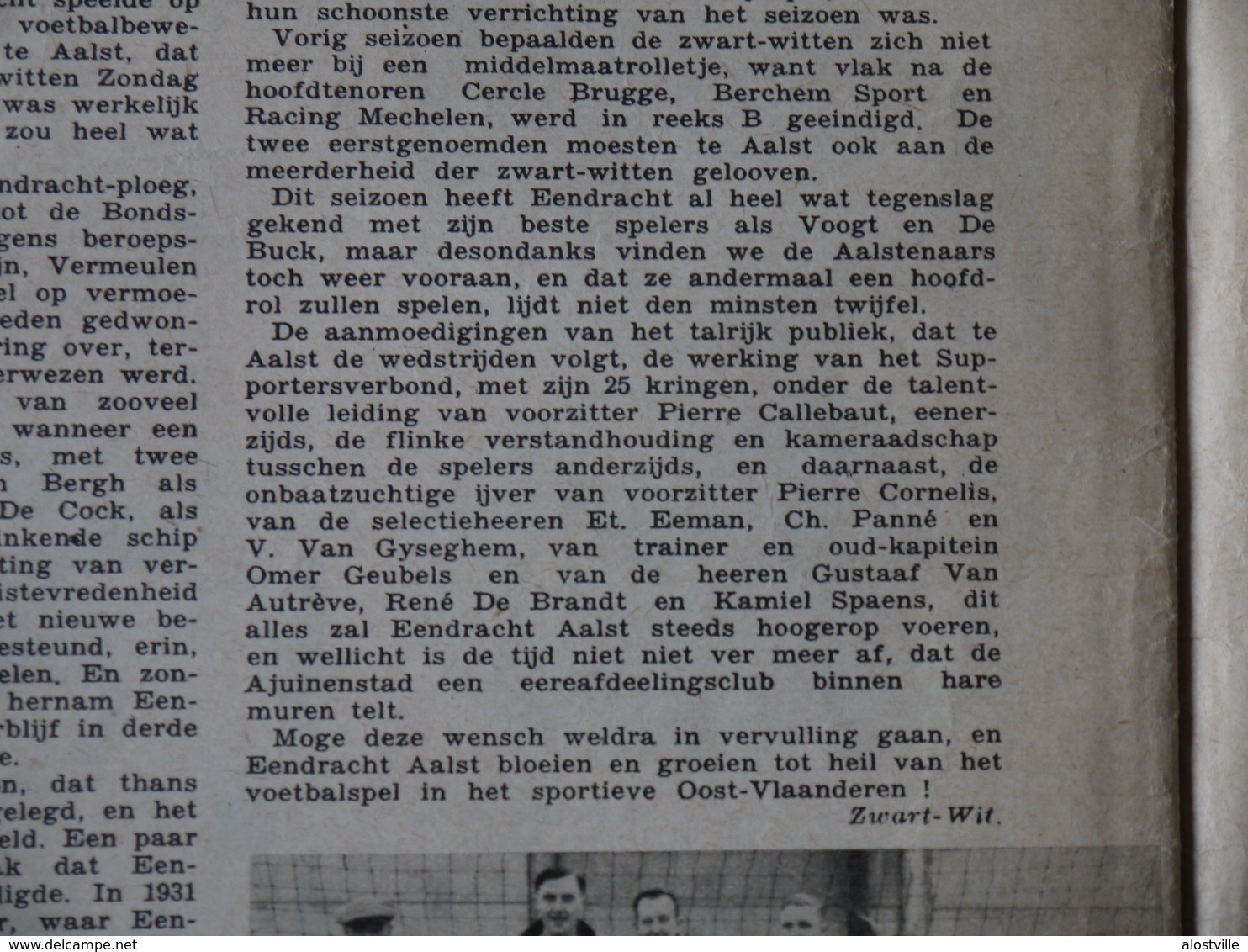 Aalst Eendracht Aalst Foto's Ploeg  Van 1921 Tot 1939  In Magazine Dd Jan 1939 + Namen Spelers - Autres & Non Classés