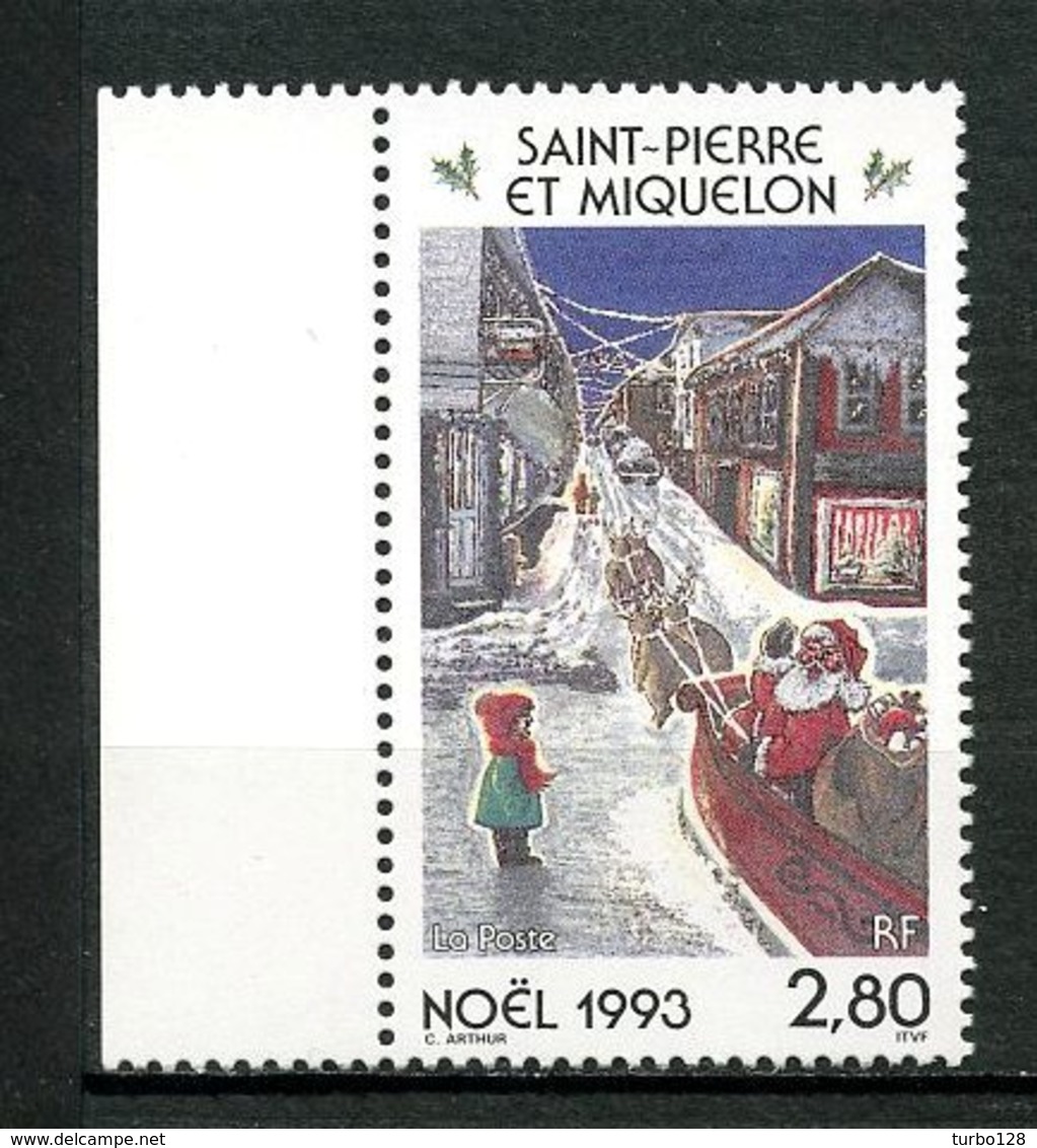 SPM MIQUELON 1993 N° 591 ** Neuf MNH Superbe C 1.70 €  Noël Christmas Enfant Père Noël Attelage Rennes Animaux - Neufs