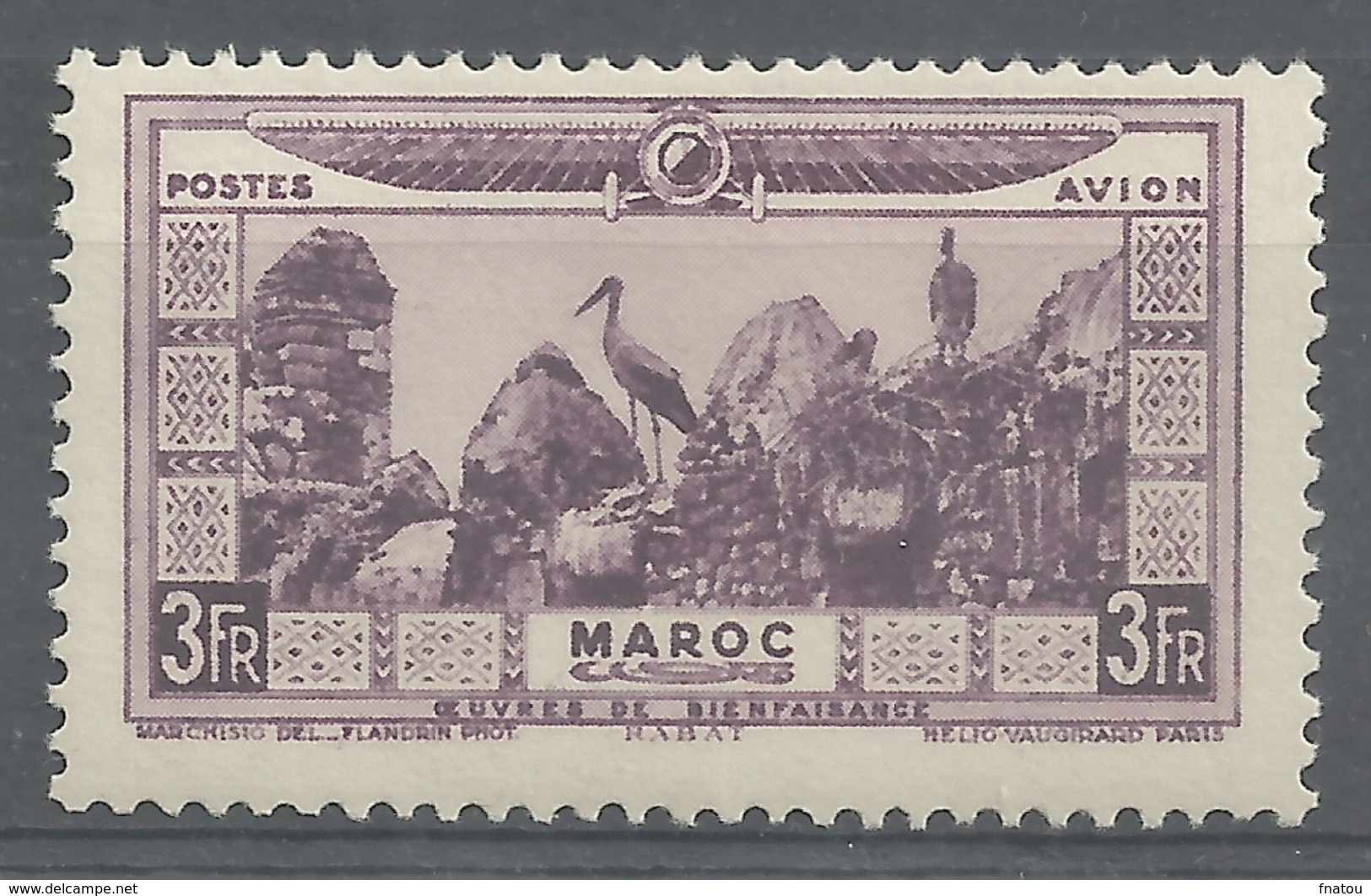 French Morocco, Rabat, 3f., 1928, MH VF, Airmail - Airmail