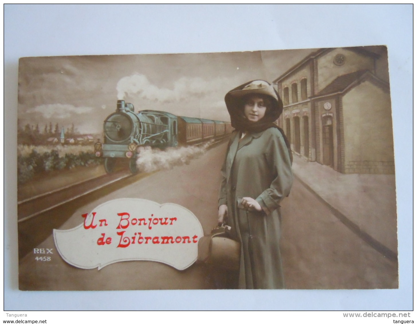 Un Bonjour De Libramont Femme Train Gare Rex 4458 Circulée 1913 Libramont -&gt; Turnhout - Libramont-Chevigny