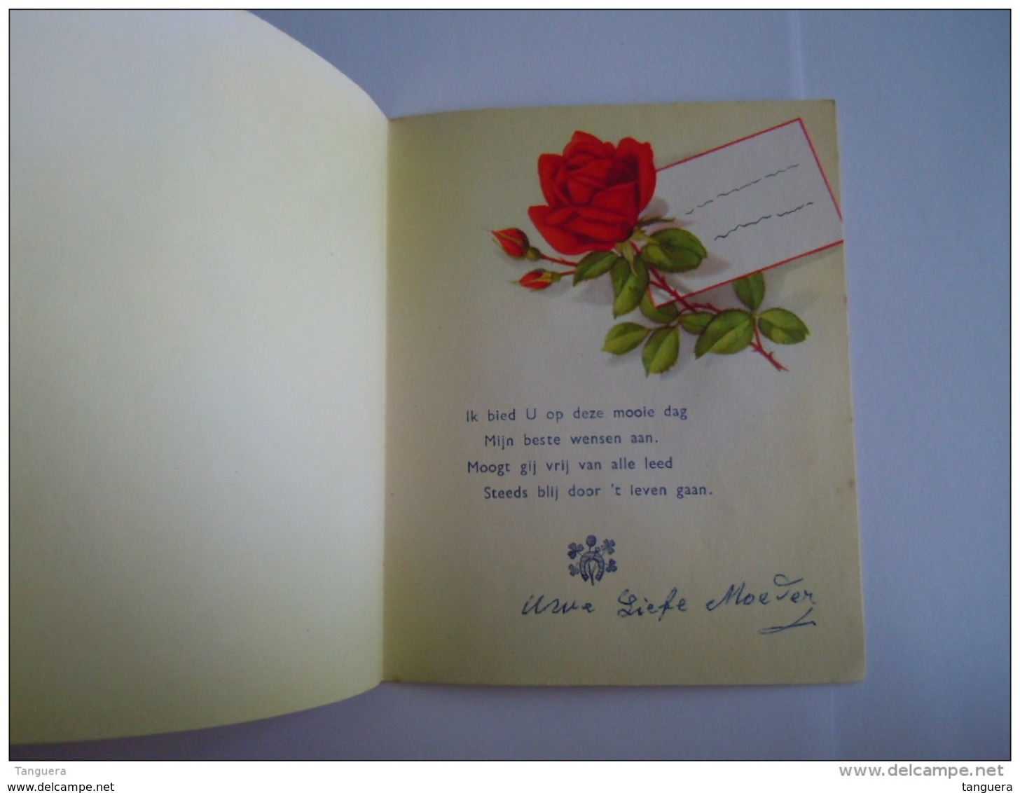 Rozen Roses Verjaardag Anniversaire Carte Double Dubbele Kaart Form 12,5 X 15 Cm Printed In U.S. Zone Germany Ilo 3651 - Fleurs