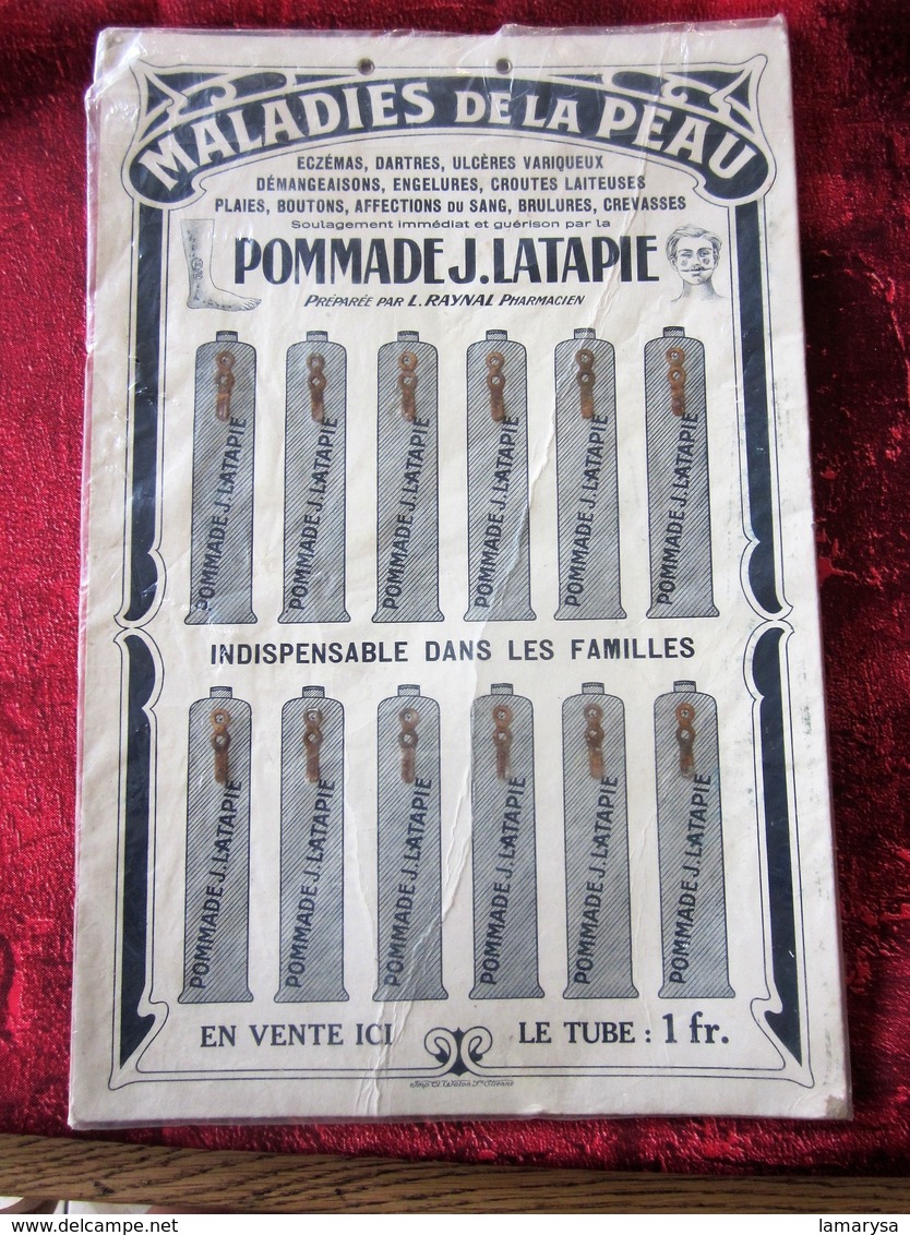 Publicité TUBES POMMADE J.LATAPIE -L.RAYNAL PHARMACIEN MALADIES DE LA PEAU Plaque Publicitaire  Plaque En Carton - Pappschilder