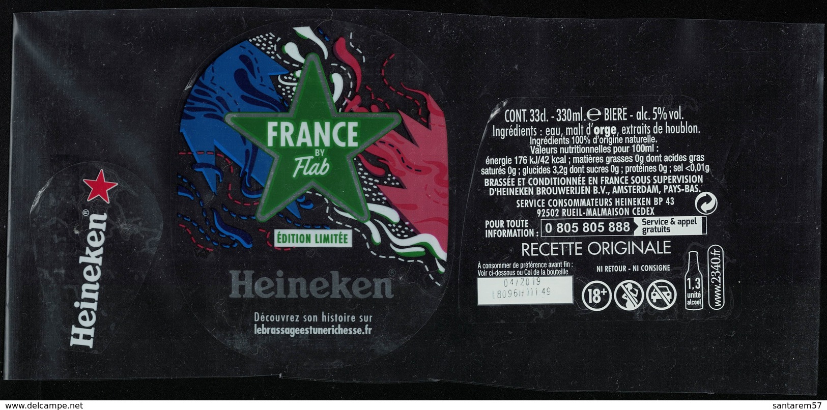 France Lot 3 Étiquettes Bière Beer Labels Bière Heineken France By Flab Street Art - Birra