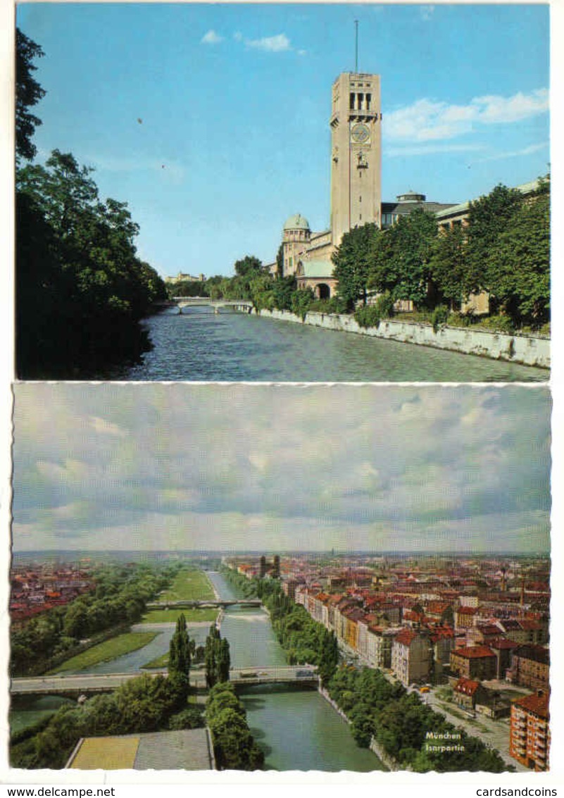 2 Cards München:: München Isarpartie - Brücke ( Bridge Ponte ) / Deutsches Museum Mit Sternwarte ( - Slowenien