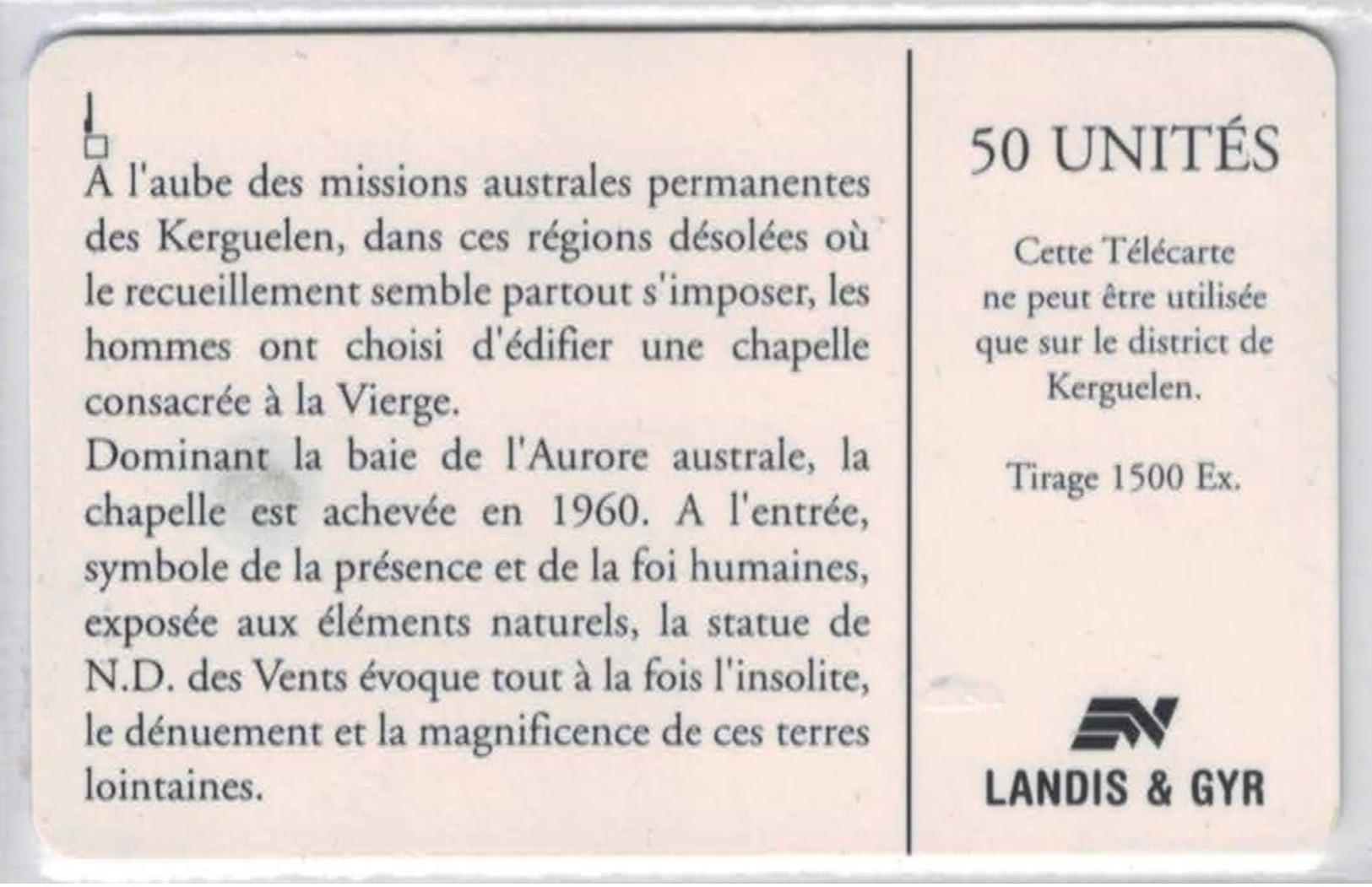 TAAF 13 - Notre Dame Des Vents - Voir Scans - TAAF - Terres Australes Antarctiques Françaises