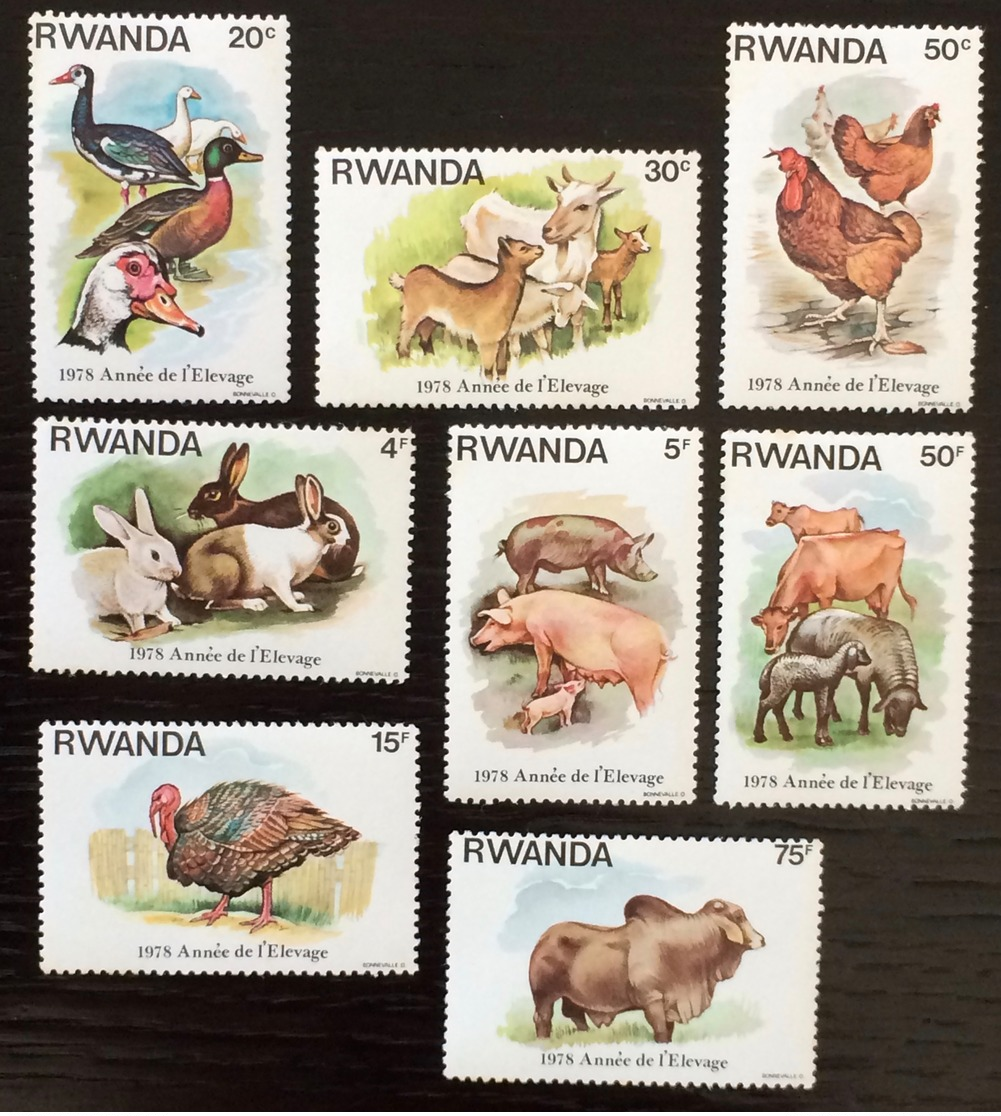 Rwanda 1978; Animals & Fauna; Mammals; MNH / ** VF; CV 12 Euro; - Hoftiere