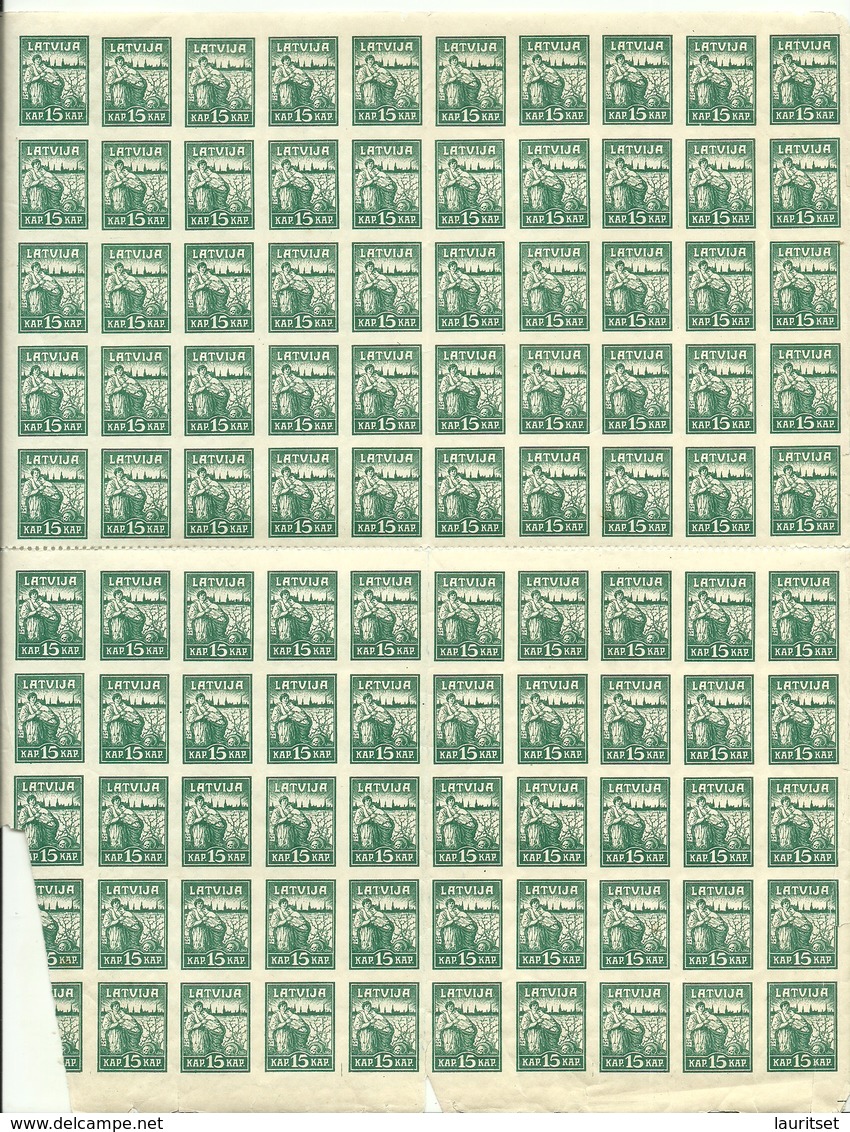 LETTLAND Latvia 1919 Michel 26 Complete Sheet Of 100 MNH NB! READ! - Lettland