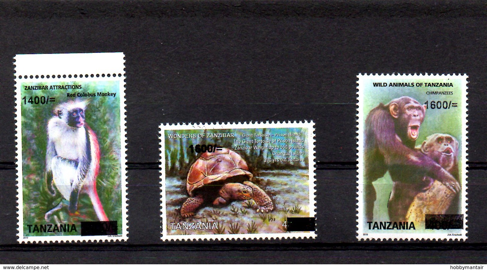 TANZANIA ,2019, MONKEYS, TORTOISE,  O/P Of NEW VALUE, 3v.MNH**NEW! - Other & Unclassified