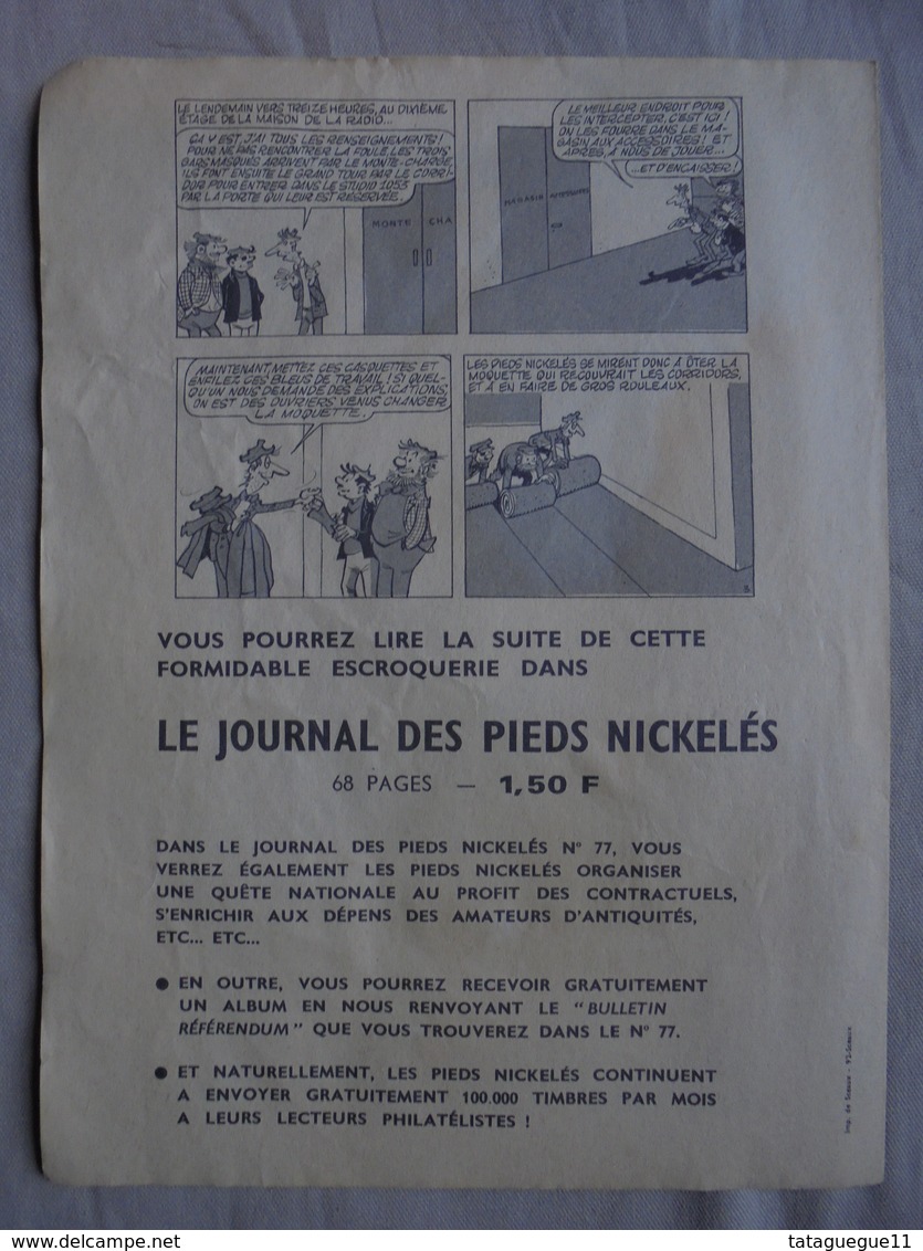Ancien - Journal Publicitaire Pour Le Journal Des Pieds Nickelés Années 60 - Autres & Non Classés