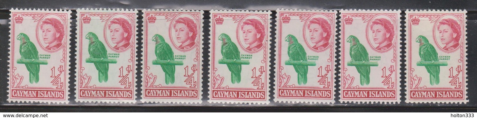 CAYMAN ISLANDS Scott # 153 MH X 7 - QEII & Cayman Parrot - Cayman Islands