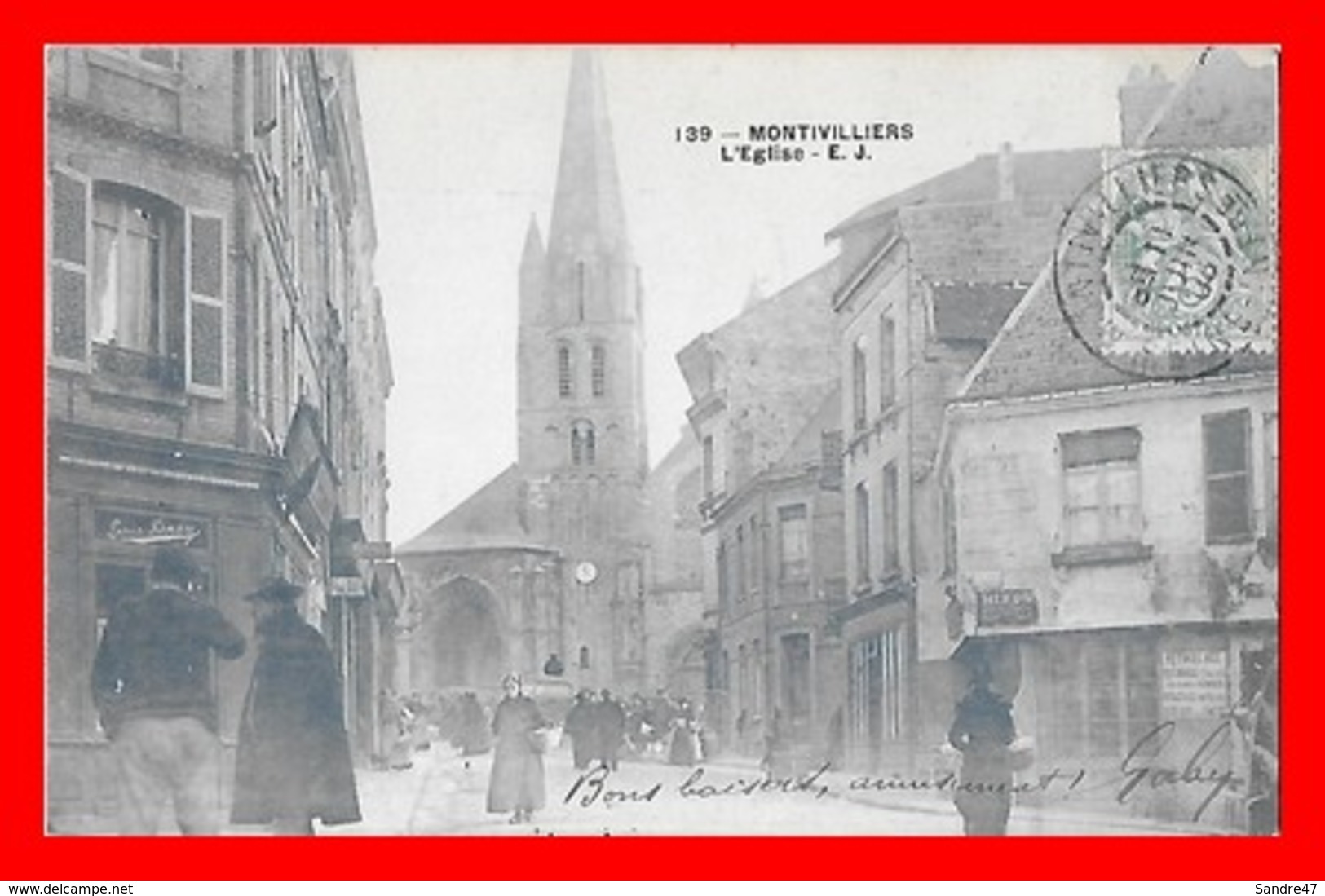 CPA (76)  MONTIVILLIERS.  L'église, Animé, Tabac, Repailleur...J038 - Montivilliers