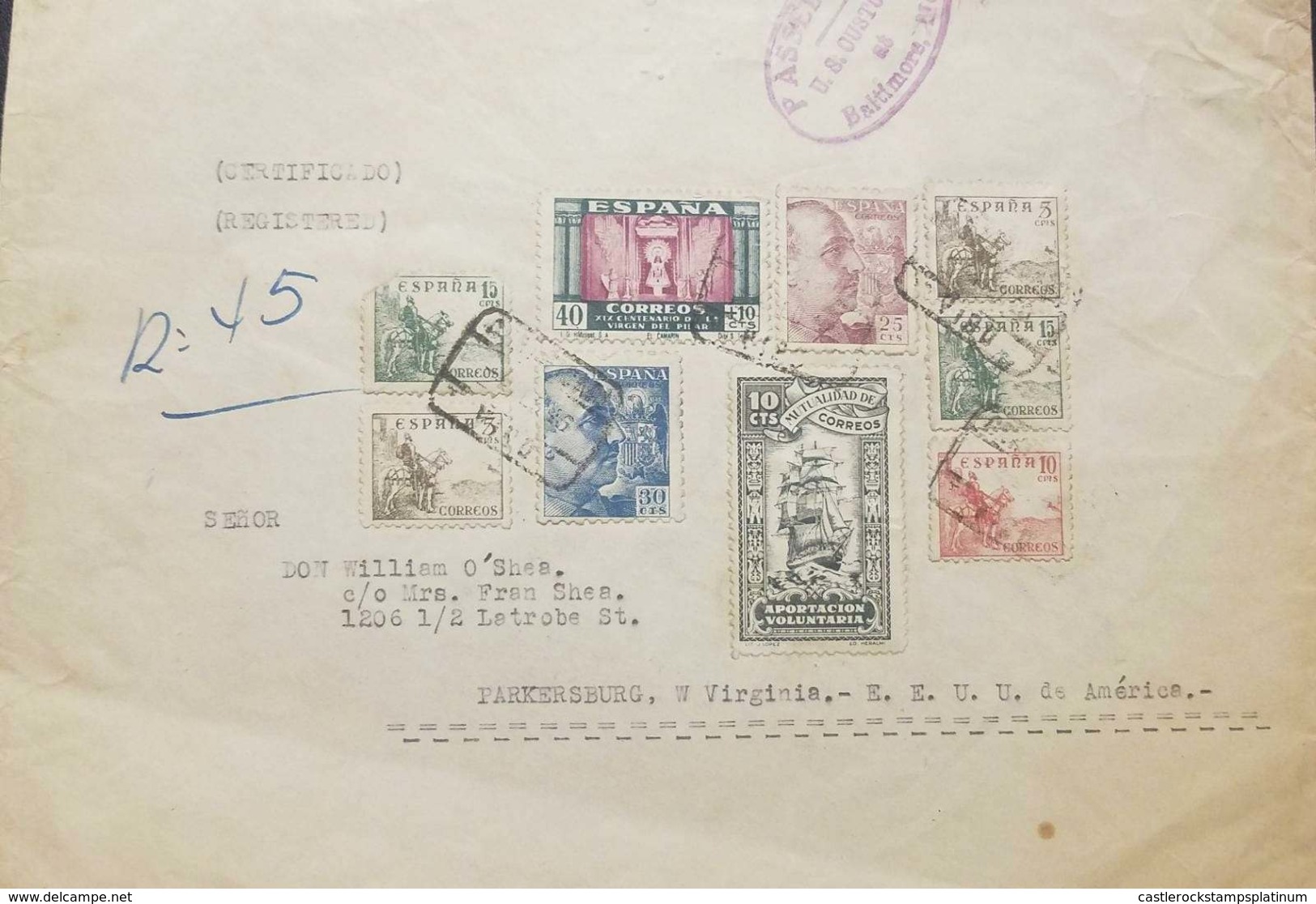 O) 1938 CIRCA - SPAIN, EL CID, GENERAL FRANCISCO FRANCO, VIRGIN DEL PILAR, MUTUALITY OF MAILINGS - VOLUNTARY CONTRIBUTIO - Covers & Documents