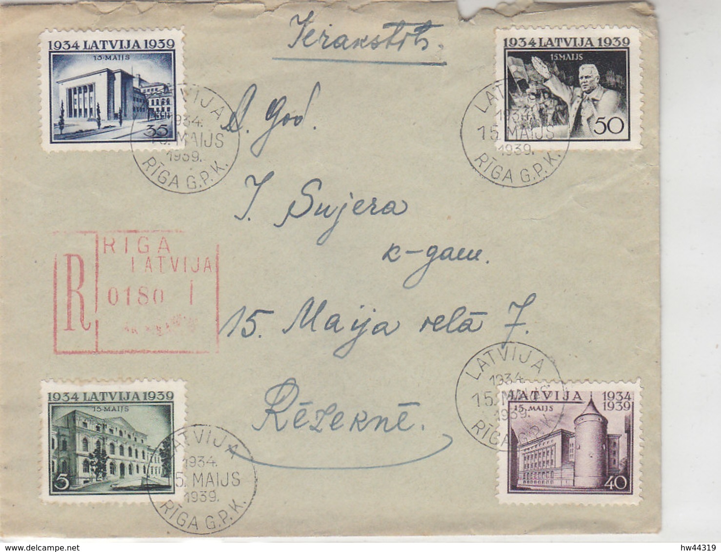 R-Brief Aus RIGA 15.5.39 Nach Rezekne / Unsauber Geöffnet - Latvia