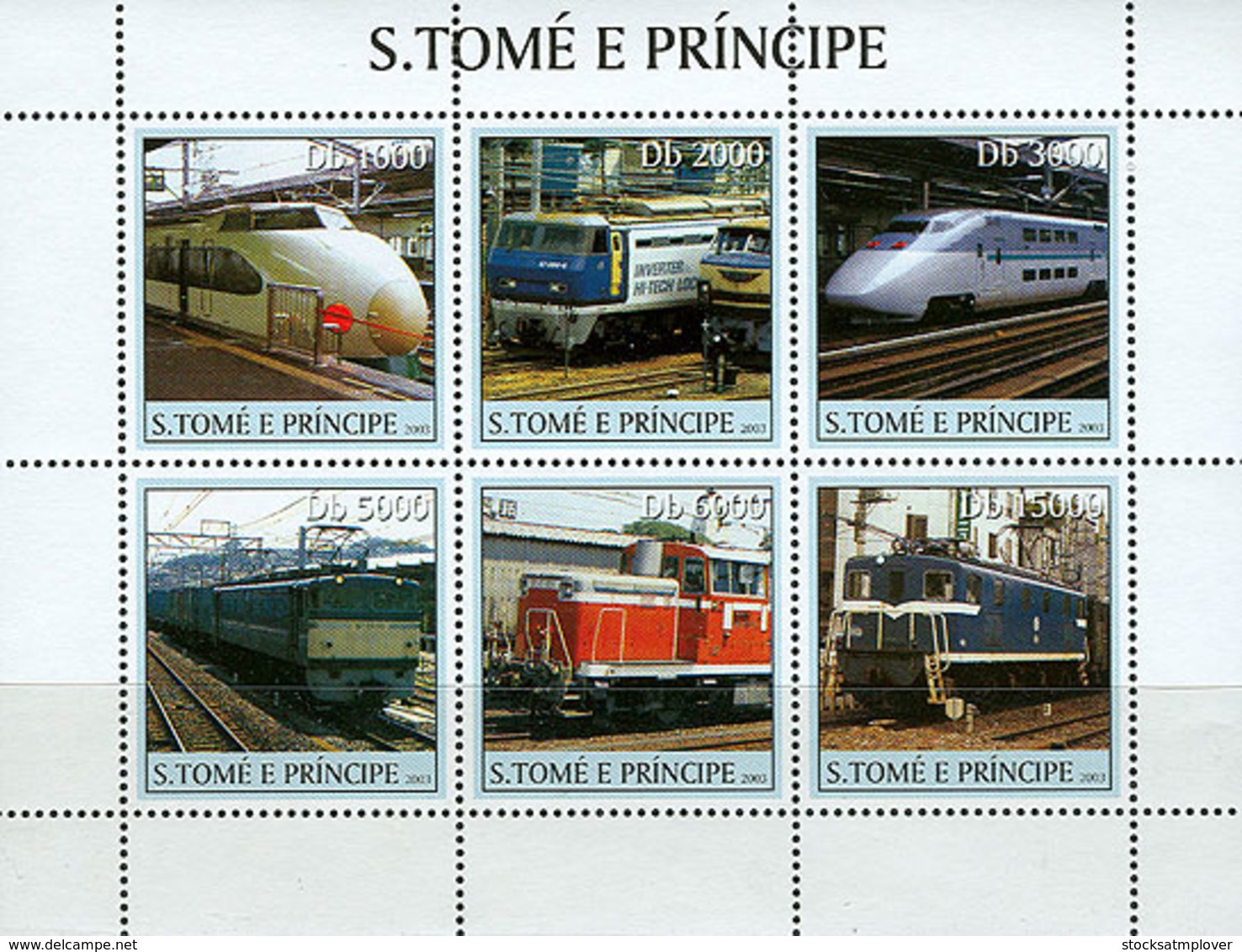 Sao Tome  2003  Trains And TGV Trains - Sierra Leone (1961-...)