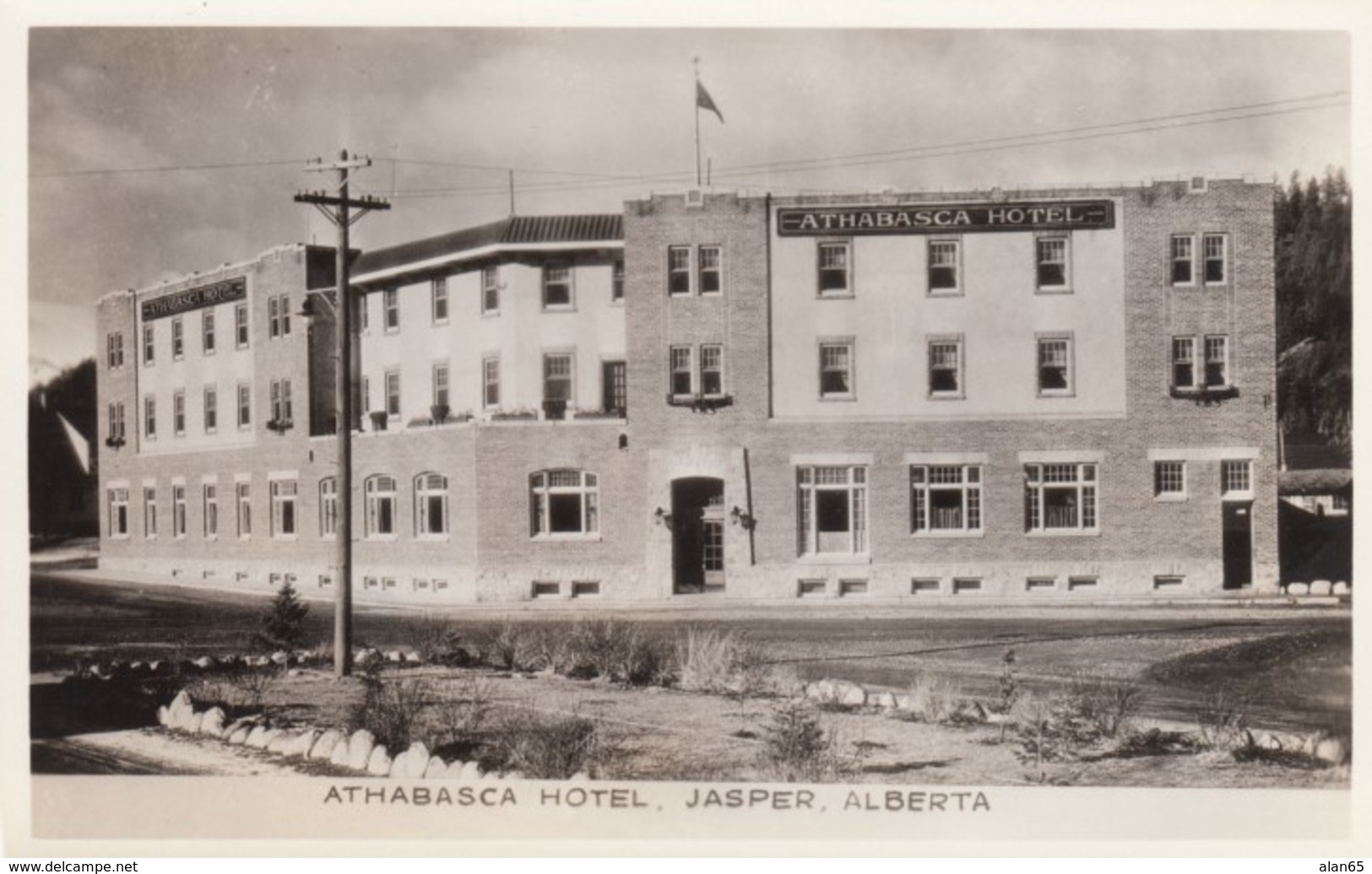 Jasper Alberta Canada, Athabasca Hotel, C1930s/40s Vintage Real Photo Postcard - Jasper