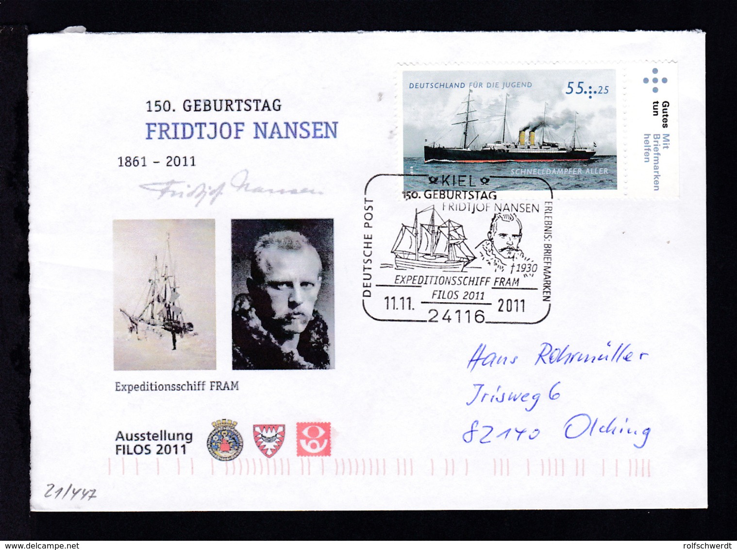 KIEL 24116 DEUTSCHE POST ERLEBNIS BRIEFMARKEN EXPEDITIONSSCHIFF FRAM FILOS 2011 - Other & Unclassified