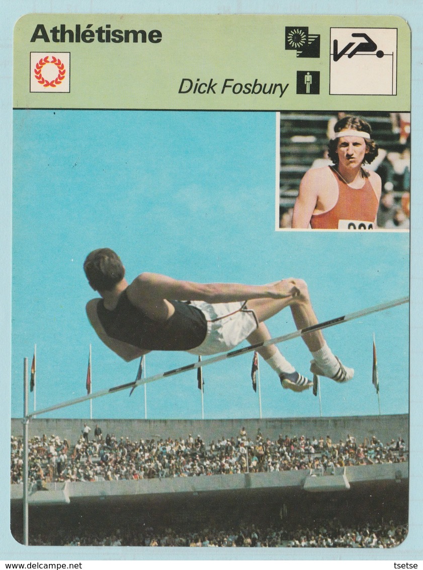 Athlétisme/Atletica/Athletics Trading Card/ Fiche Photo - Dick Fosbury ( US ) , 16x12cm, 1977 Ed. Rencontre,Lausanne - Atletica