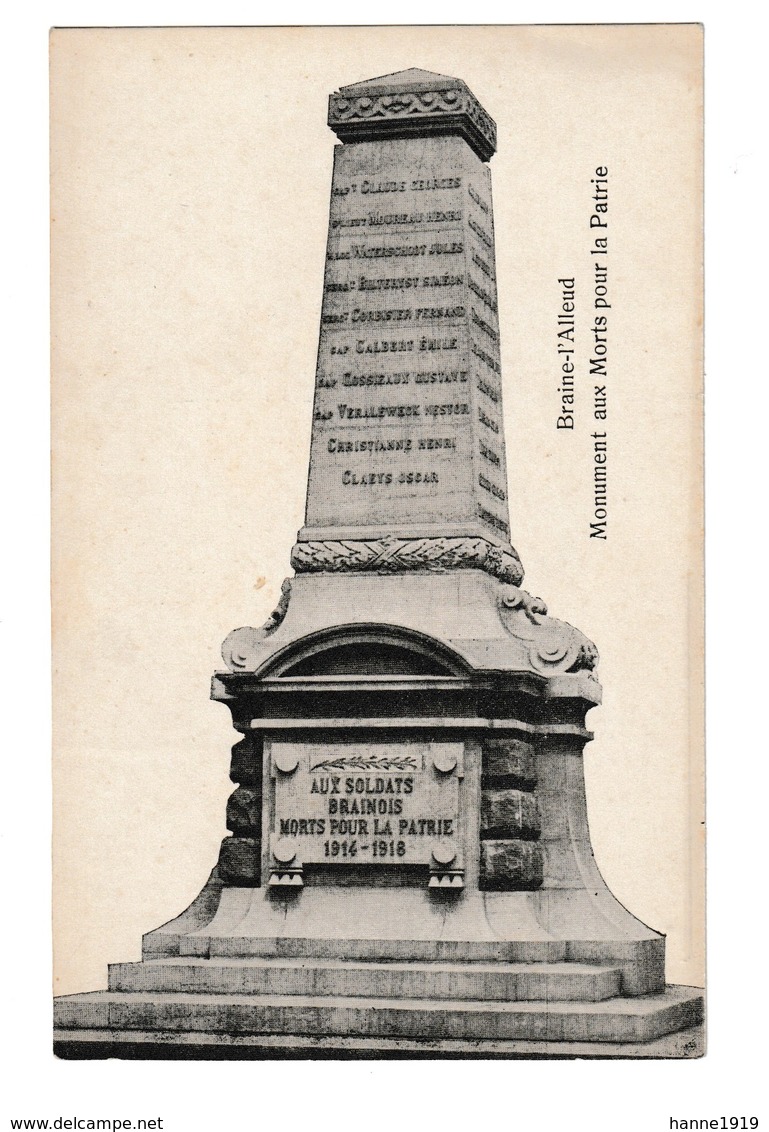 Braine L' Alleud Eigenbrakel Monument Aux Soldats Brainois Morts Pour La Patrie 1914 - 1918 - Braine-l'Alleud