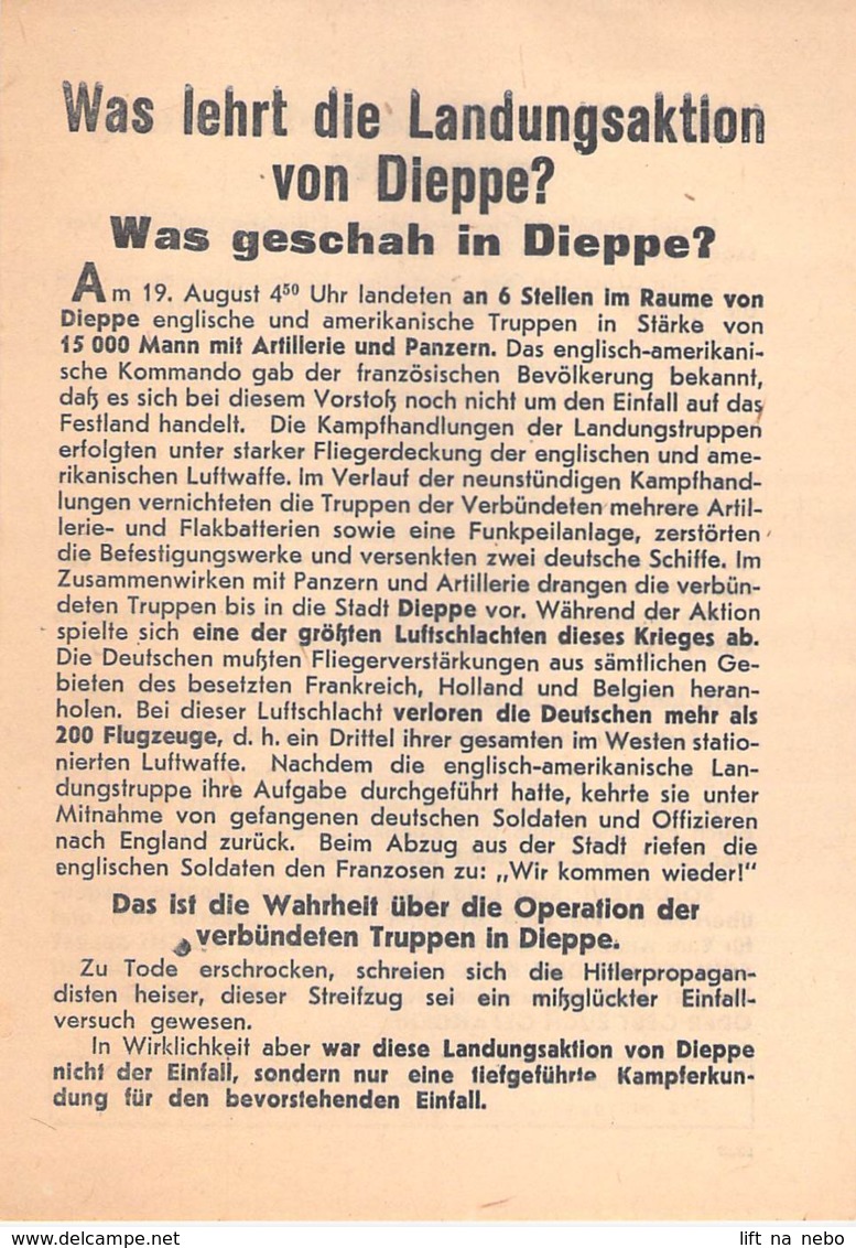 WWII WW2 Flugblatt Tract Leaflet Soviet Propaganda Against Germany  CODE 1848 - 1939-45