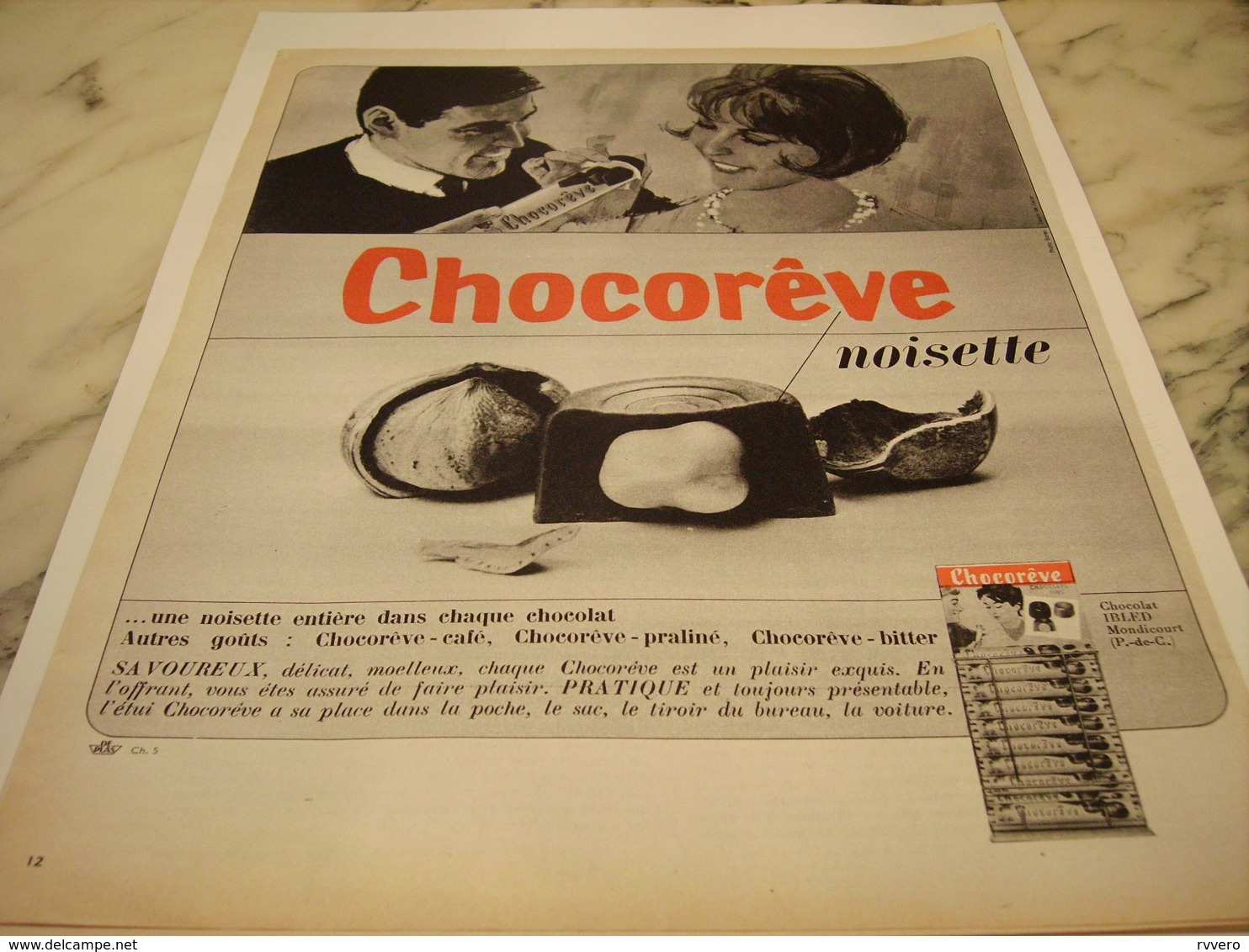 ANCIENNE PUBLICITE NOISETTE BARRE CHOCOREVE 1963 - Posters