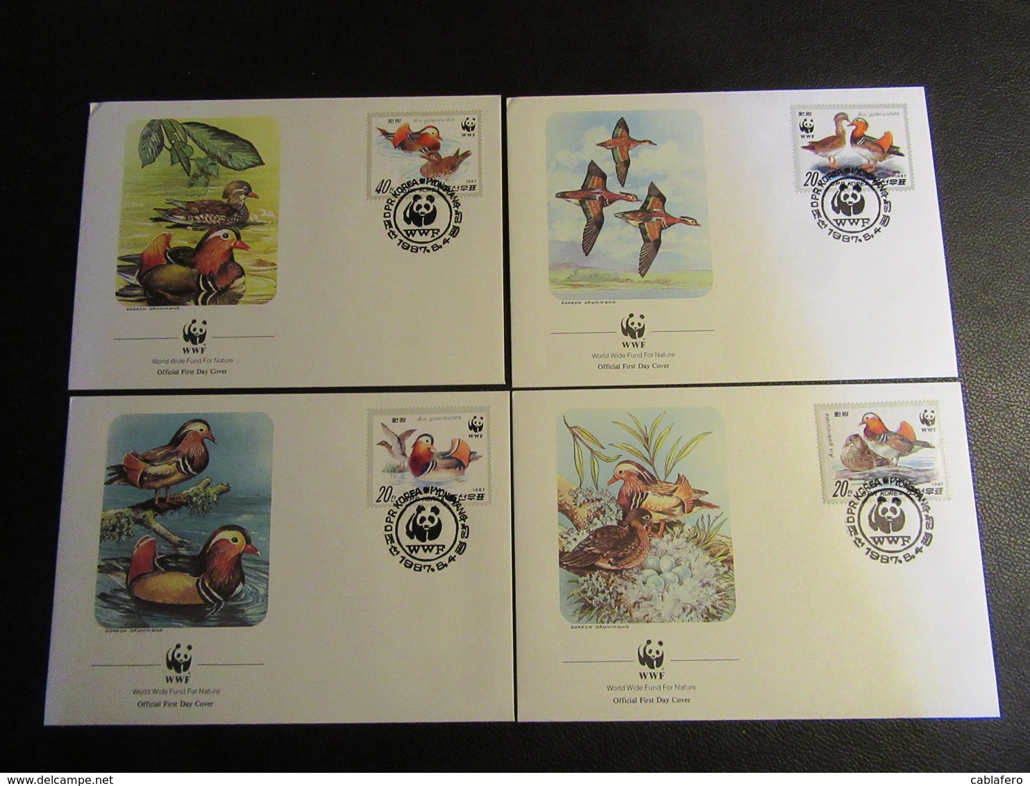 COREA DEL NORD - 1987 - WWF - PROTEZIONE DEGLI UCCELLI - BIRDS - 4 BUSTE FDC - Corea Del Nord