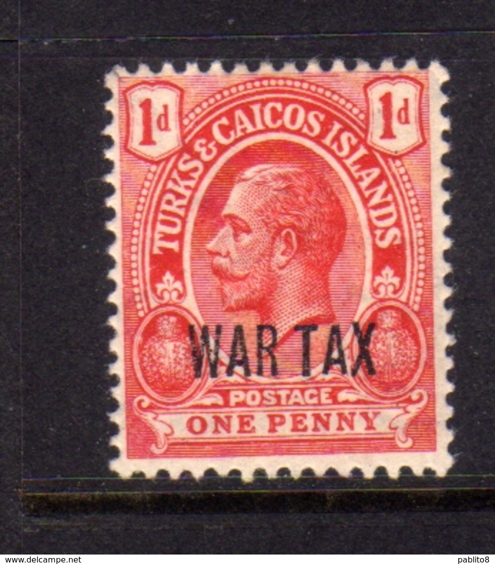 TURKS AND CAICOS 1917 WAR TAX STAMPS KING GEORGE V RE GIORGIO 1p MNH - Turks E Caicos