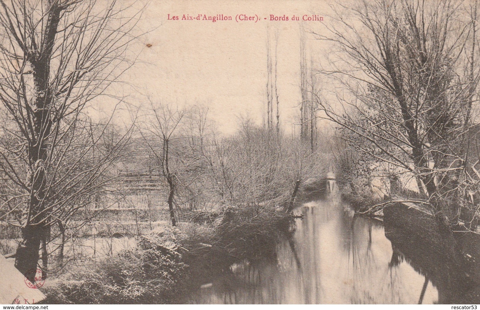 Rare Cpa Les Aix D'Angillon Bords Du Collin Sous La Neige - Les Aix-d'Angillon